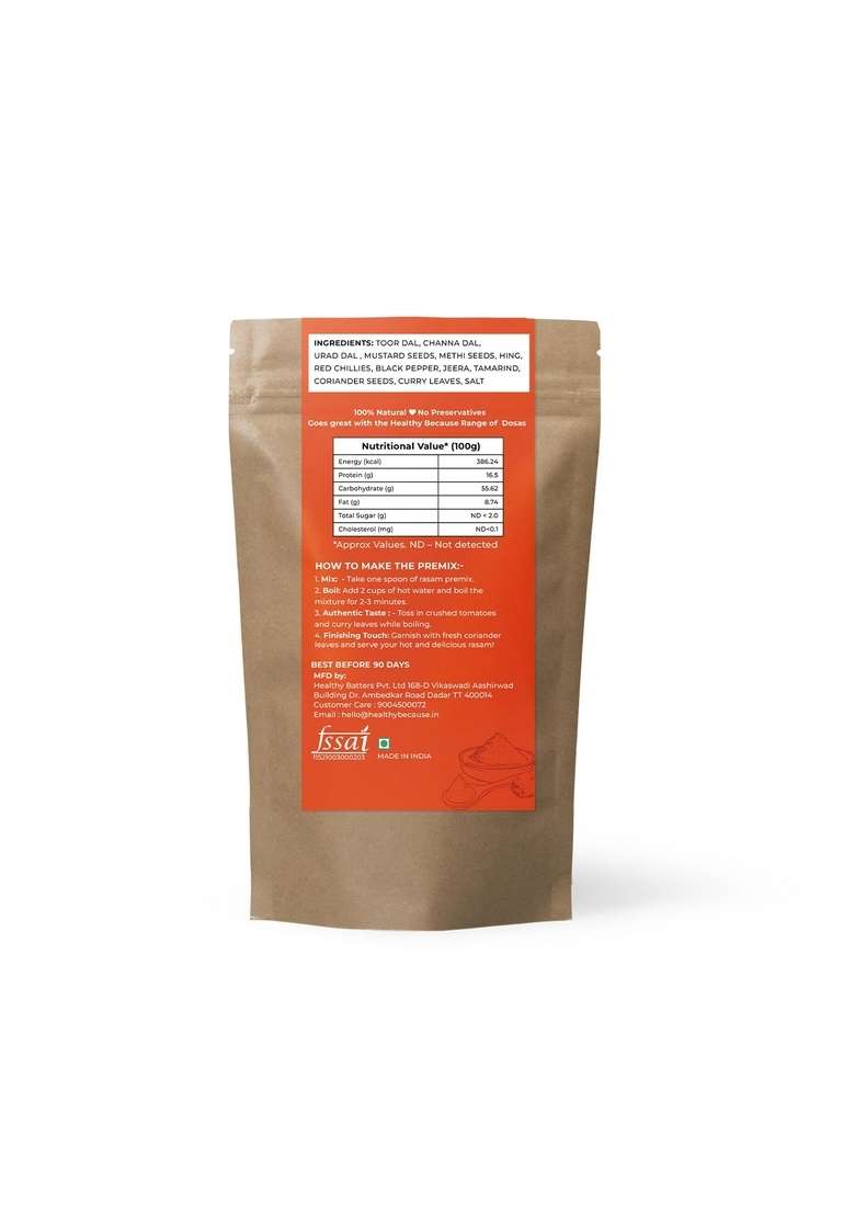 Healthy Because Instant Rasam Premix (100g) | Pack of 2 Traditional South Indian Spice Blend for Flavorful Soup 100% Natural Ingredients No Preservatives - Indya