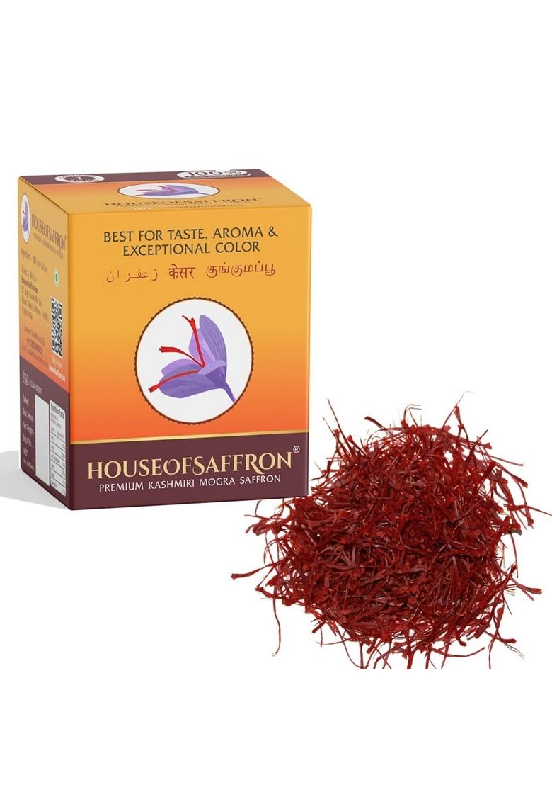 House of Saffron 1gram Original Kashmiri Pure Kesar for Pregnant Women, Milk, Biryani, Cooking, Skin, Tilak Grade A1+++ All Red Long Threads Natural
