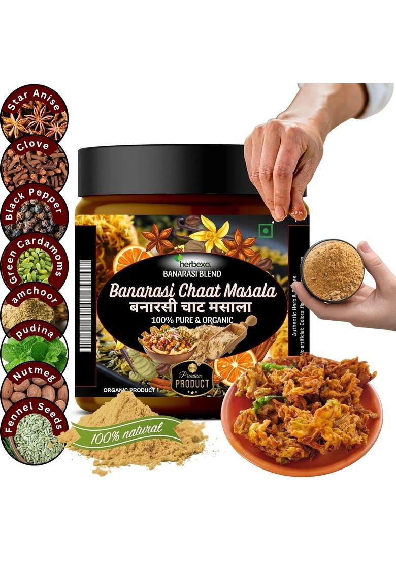 HERBEXO Banarasi Chaat Masala I Authentic Spice Mix Seasoning blend of special spices adds an Instant Burst Flavors