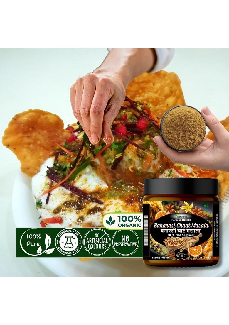 HERBEXO Banarasi Chaat Masala I Authentic Spice Mix Seasoning blend of special spices adds an Instant Burst Flavors