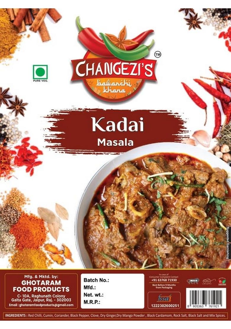 Changezi's Kadai Masala | Chicken Awadhi Kadhai Khada Exotic Spices Blend Mutton Handi Meat Ready to Cook Masala-240Gx1Pk
