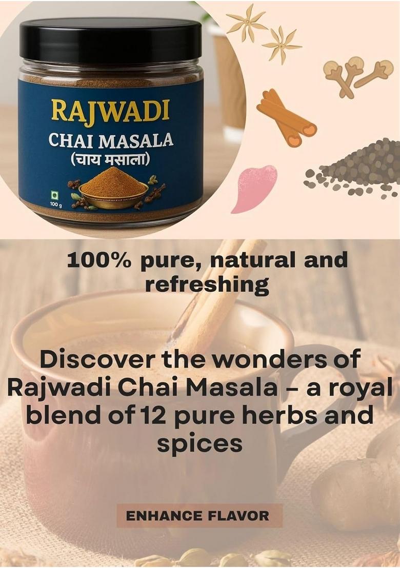 Rajwadi-Har Raja Ki Pasand Chai Masala 100 gm | Authentic Indian With Natural Spices (Tea Masala) Pack Of 1