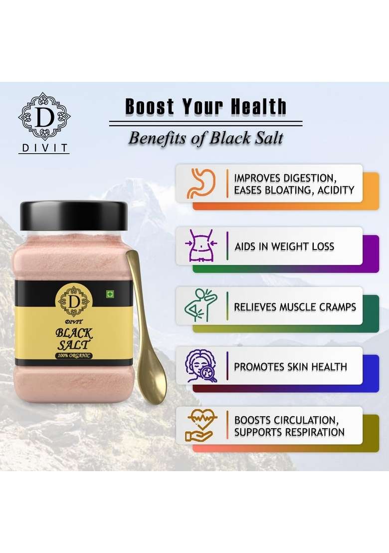DIVIT Natural Black Salt Powder Kala Namak for Cooking & Seasoning, 800g - Indya