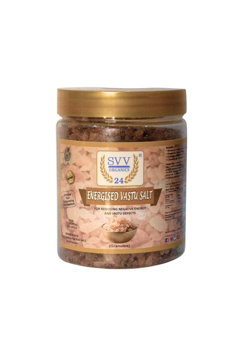 SVV ORGANICS 24 Energised Himalayan Pink Vastu Rock Salt Granules - Aura Cleansing, Negative Energy Removal, Dosh Correction, Evil Eye Protection, and Spiritual Healing with Aroma Oils & Herbs - Indya