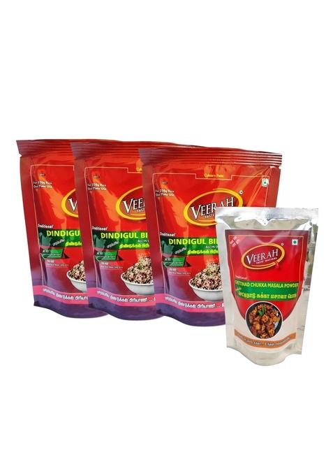 VEERAH-TASTE MATTERS Dindigul Biriyani Mix 600g (Pack Of 3) And Traditional Chettinad Chukka Masala Powder 100g 1)