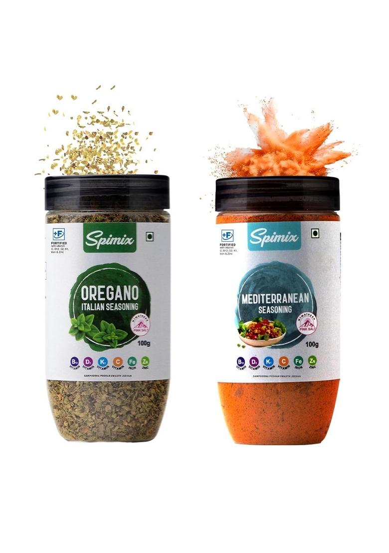 SPIMIX Herb & Aroma Duo | Oregano Mediterranean Seasoning with added Vitamins| For Pasta, Garlic Bread, Pizza, Salads, Grilled Chicken, Veggies Italian Dishes 2 x 100g