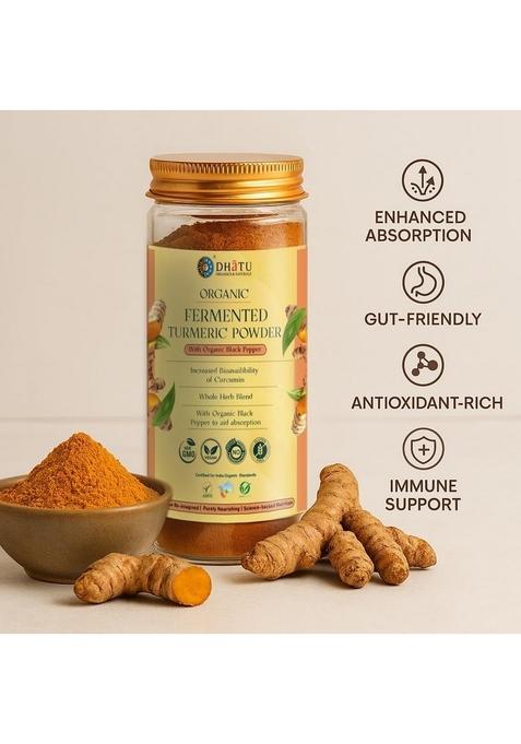 Dhatu Organics Fermented Turmeric Powder 150g | Gut-Friendly & Easy to Absorb Rich in Curcumin Natural Anti-Inflammatory