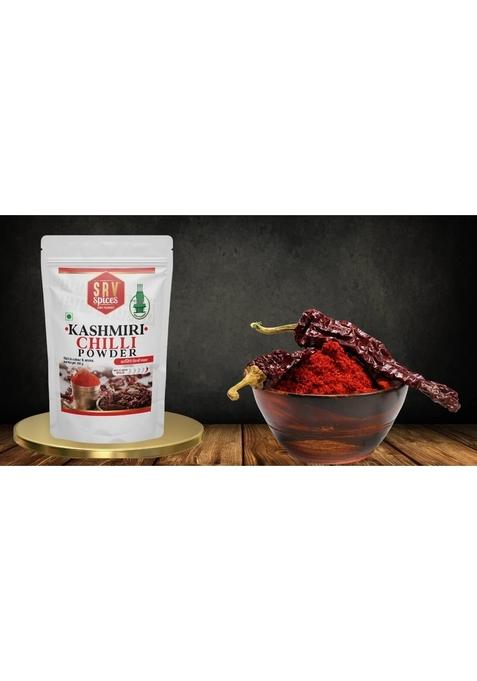 SRV SPICES (iron pounded) Kashmiri Chilli Powder | Iron Pounded Lal Mirchi Vibrant Color, Mild Spice & Aromatic Flavor Traditional Blend with 57 Years of Expertise 500g Pack