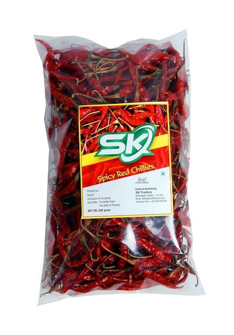 SK Foods spicy dry chilli whole,Teja mirchi, lavngi mirchi,jawari mirchi whole 200grms
