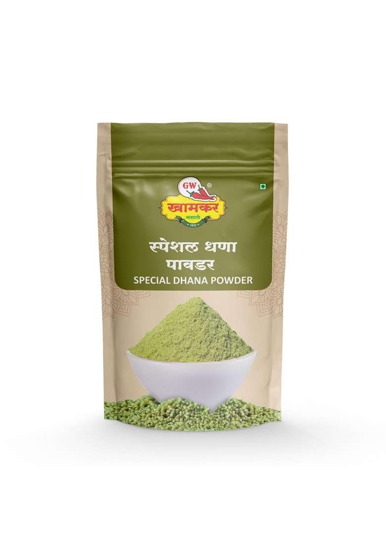 GW Khamkar G W Special Dhana Powder, Dhania Coriander Authentic Indian Organic Natural Dhane, Dhania, Maharashtrian Spices, Traditionally Pounded, 185 Gm (Pack of 1) - Indya