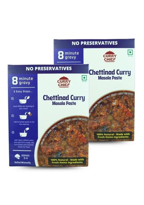 currychief Chettinad Curry Paste | Pack of 2 Just add Chicken and Water 100% Veg Masala Cook in 10 Minutes For 500g |100% Natural Zero Preservatives Net Weight 275g Serves 3-4
