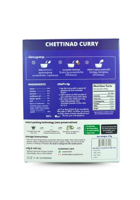 currychief Chettinad Curry Paste | Pack of 2 Just add Chicken and Water 100% Veg Masala Cook in 10 Minutes For 500g |100% Natural Zero Preservatives Net Weight 275g Serves 3-4