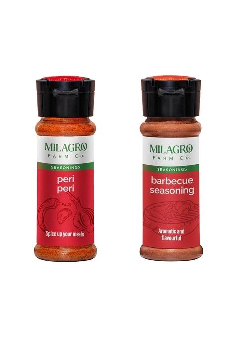 Milagro Farm Company Grill Combo, Barbecue Seasoning 55g & Peri Spice 50g, Premium Spicy Blends for Grilling, BBQ, Tacos, Marinades, Meat Veggies, Smoky Flavorful