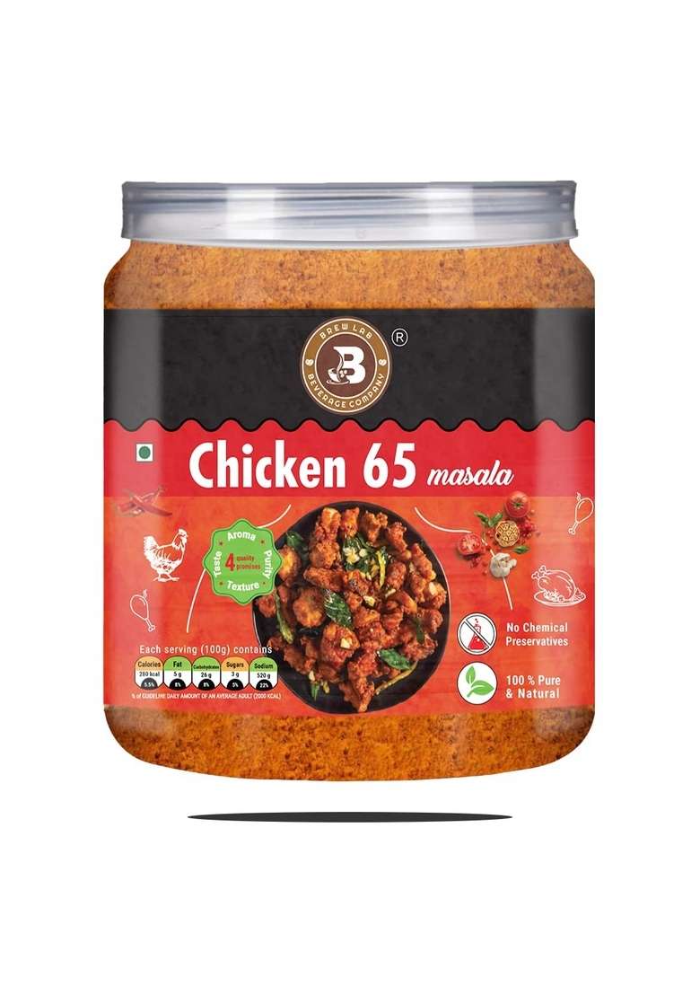 Brew Lab Authentic Flavor Chicken 65 Masala No Added Preservative Natural & Flavourful (250 g) - Indya