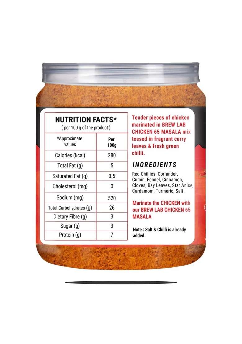 Brew Lab Authentic Flavor Chicken 65 Masala No Added Preservative Natural & Flavourful (250 g) - Indya