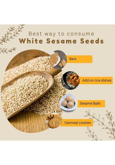 Antram Pure & Premium White Sesame Seeds for Eating 1kg, Rich in Protein, Dietary Fiber, Calcium Antioxidants Weight Management | Non-GMO, Gluten Free Safed Til