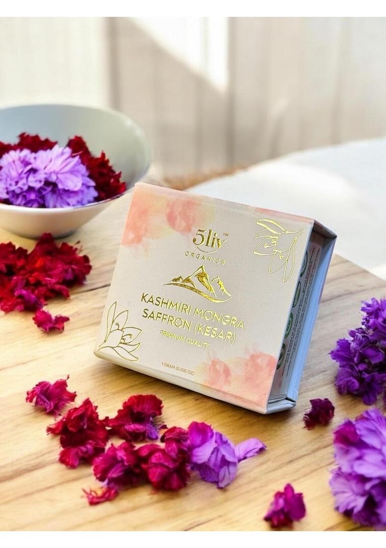 5liv Kashmiri Mongra Saffron Threads, A+++ Grade, for Cooking and Biryani (1 Gram)