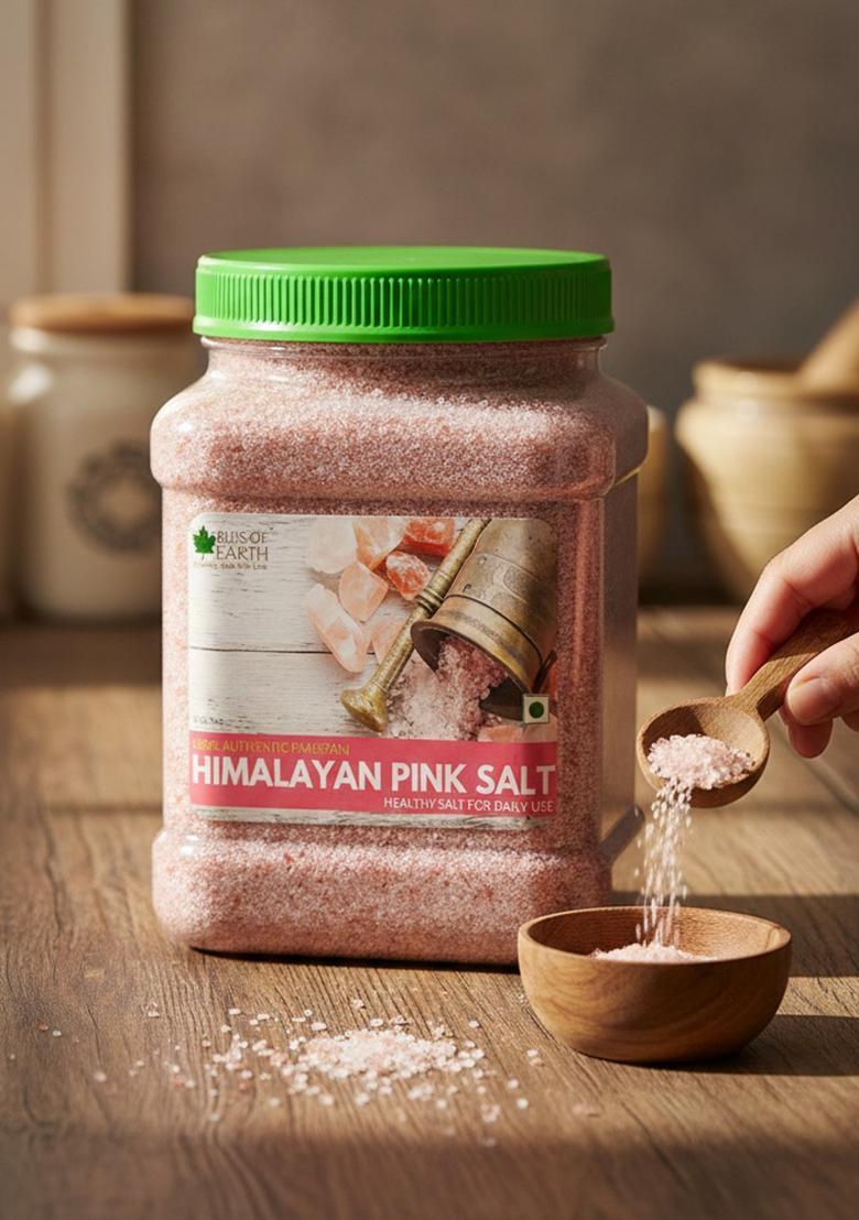 BLISS OF EARTH 1KG Pure Himalayan Pink Salt Non Iodised Rock For weight management & Healthy Cooking, Natural Substitute White