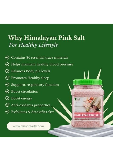 BLISS OF EARTH 1KG Pure Himalayan Pink Salt Non Iodised Rock For weight management & Healthy Cooking, Natural Substitute White