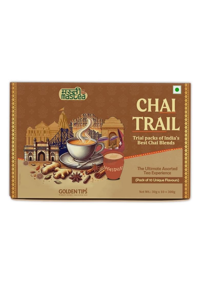 Golden Tips Chai Trail Pack of India s Best Blends (30g x 10), Premium Assorted Masala Tea Sampler, 10 Unique Regional Flavours, Festival Gift