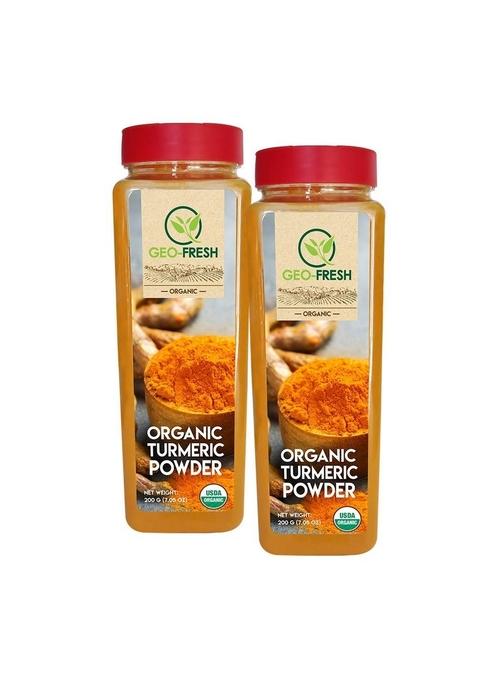 Geo-Fresh Organic Turmeric Powder, 200g (Pack of 2)| Haldi| 5% High Curcumin | Anti-oxidant & Anti-inflammatory| Boost Immunity| Use in cooking, drinking| 100% Organic, Non-GMO, USDA Certified, Jaivik Bharat Certified