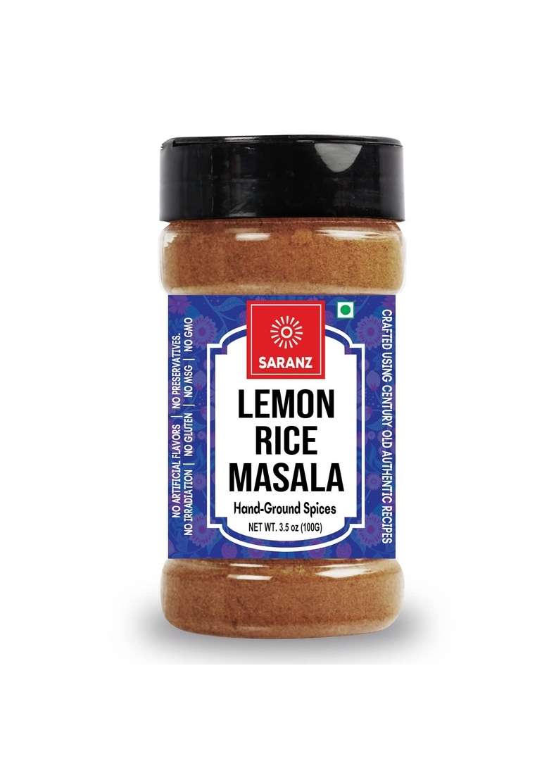 SARANZ Lemon Rice Masala | 100% Natural Indian Spice Sprinkle on dishes Flavorful Blend mix Fresh & Aromatic Spices (100 Grams Sprinkler Bottle) - Indya