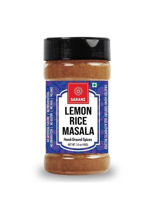 SARANZ Lemon Rice Masala | 100% Natural Indian Spice Sprinkle on dishes Flavorful Blend mix Fresh & Aromatic Spices (100 Grams Sprinkler Bottle)
