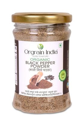 Orgrain India Certified Organic Black Pepper Powder 150g | Kali Mirch Kerala Origin Premium Grade Freshly Ground Chemical-Free Ideal for Cooking, Seasoning, Spices & Wellness