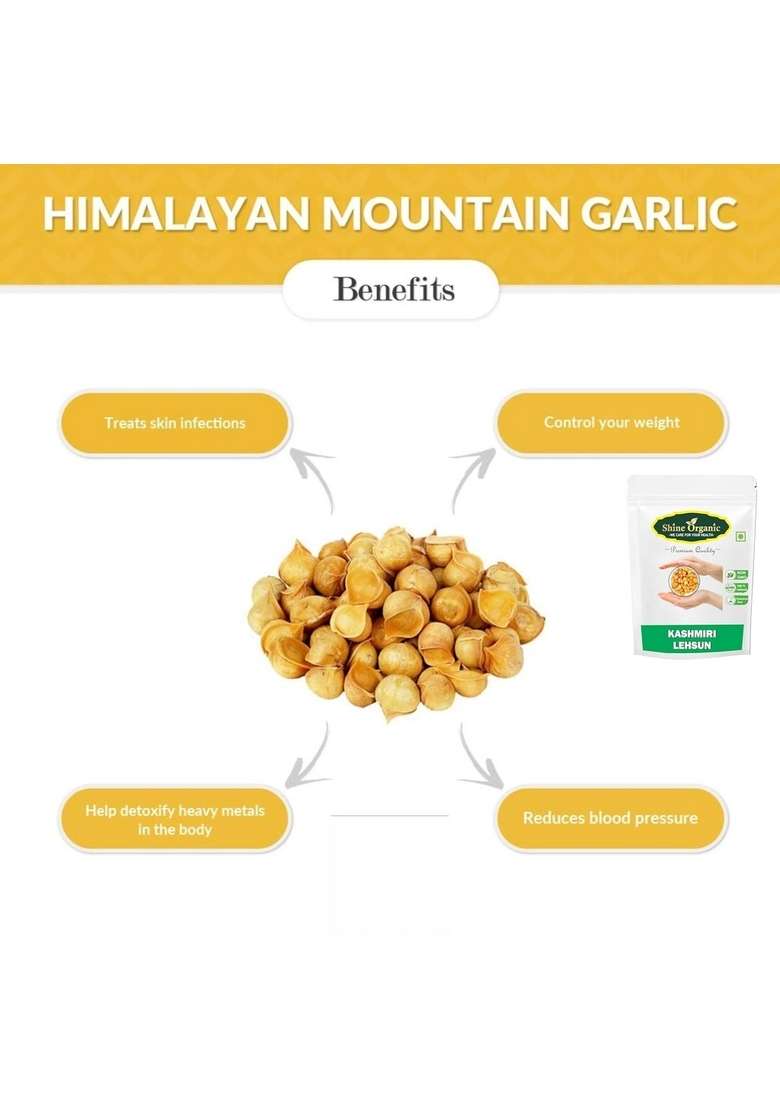 Shine Organic Kashmiri Garlic (Lehsun), A Taste Of Himalayan Tradition, Premium Single Clove For Strong Immunity & Diabetes (100 gm) - Indya