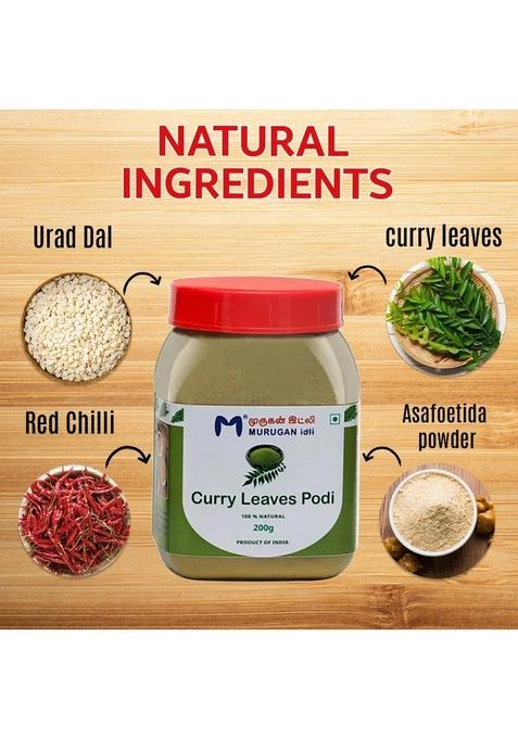 MURUGAN IDLI South Indian Spice Powder Combo Pack, Curry Leaves Podi, Podi & Garlic 200g Each, Pack of 3