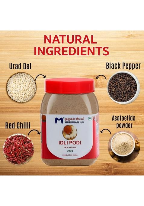 MURUGAN IDLI South Indian Spice Powder Combo Pack, Curry Leaves Podi, Podi & Garlic 200g Each, Pack of 3