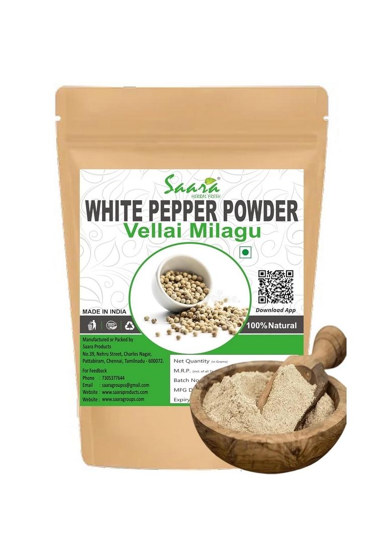 Saara HERBAL FRESH White Pepper Powder, 25g, Vellai Milagu, Peppercorn, Safed Mirch, Dakhni Mirch Powder (Pack of 1 x 25g)