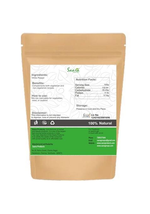 Saara HERBAL FRESH White Pepper Powder, 25g, Vellai Milagu, Peppercorn, Safed Mirch, Dakhni Mirch Powder (Pack of 1 x 25g)