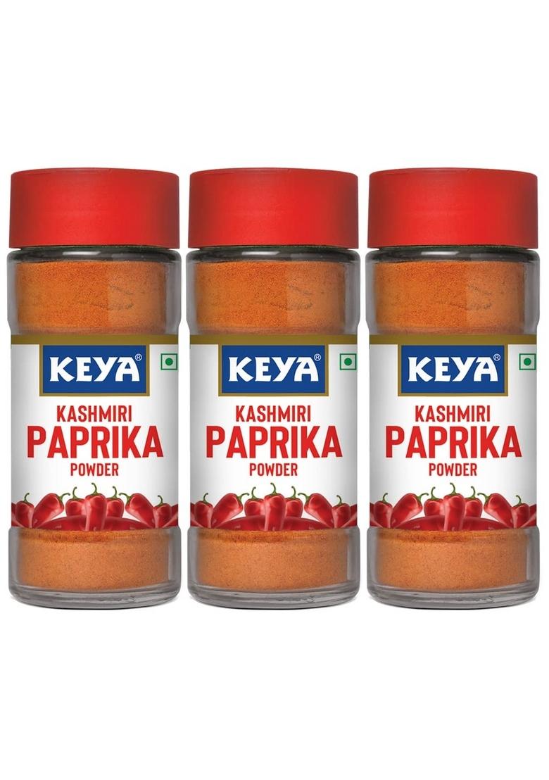 KEYA Kashmiri Paprika Powder | Natural Vegetarian Dry Hot and Spicy Chilli Aromatic Seasoning 100% Manually Sorted 55g Pack 3