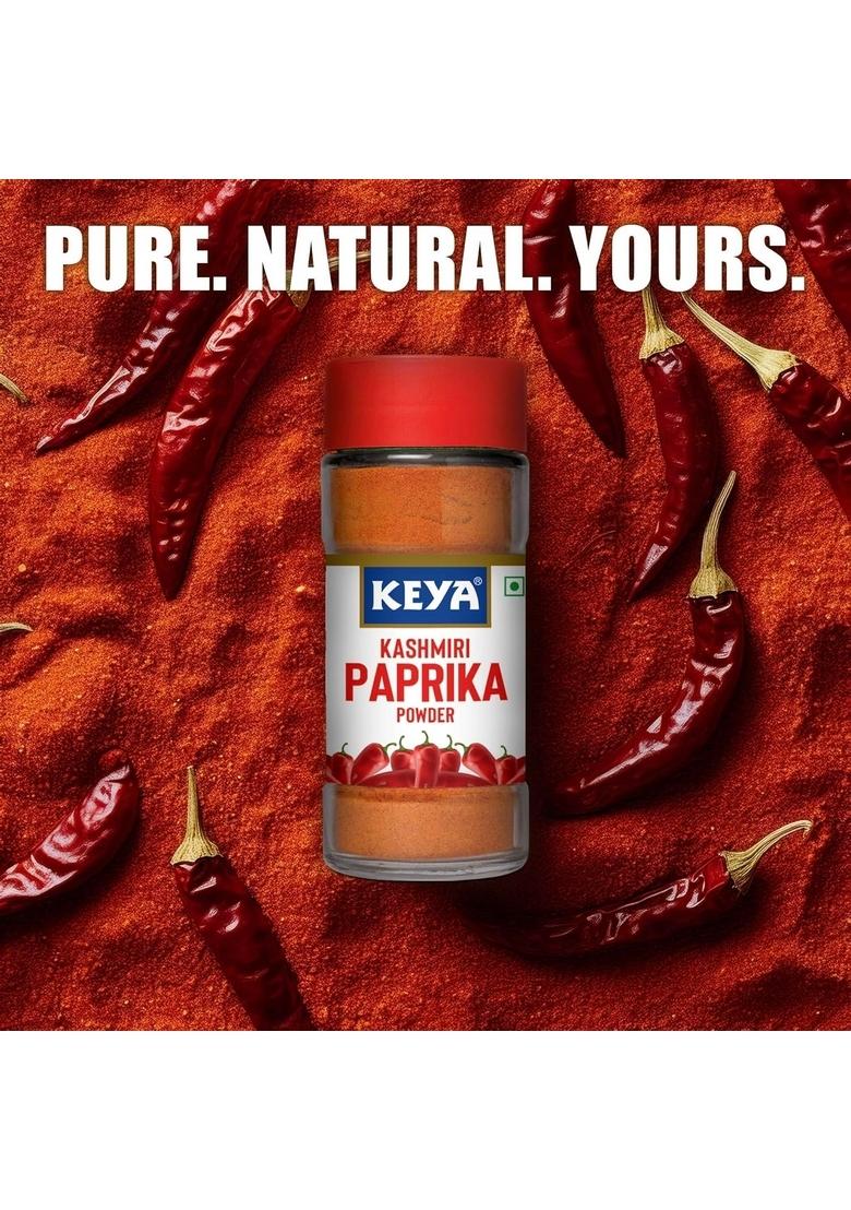 KEYA Kashmiri Paprika Powder | Natural Vegetarian Dry Hot and Spicy Chilli Aromatic Seasoning 100% Manually Sorted 55g Pack 3