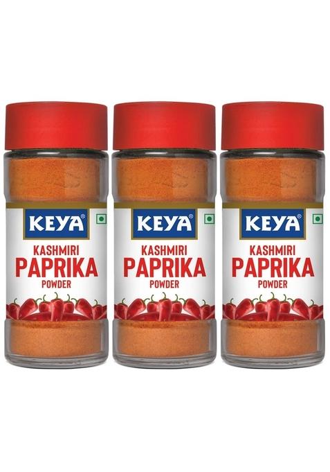 KEYA Kashmiri Paprika Powder | Natural Vegetarian Dry Hot and Spicy Chilli Aromatic Seasoning 100% Manually Sorted 55g Pack 3