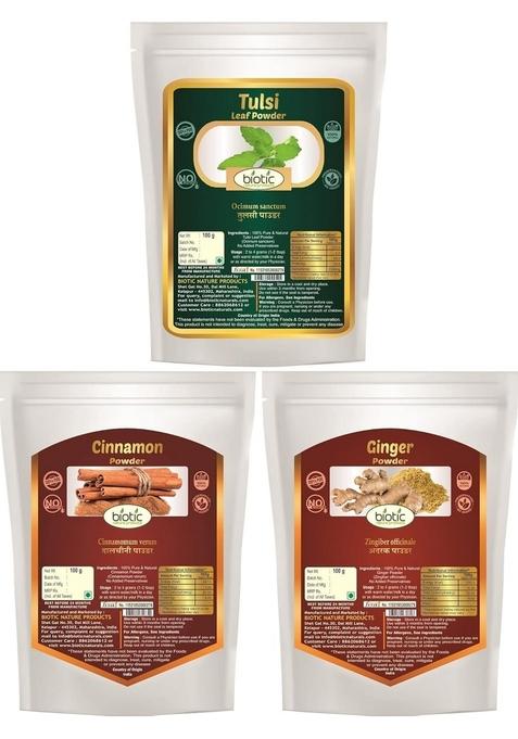 Biotic Natural Tulsi, Cinnamon and Dry Ginger Powder