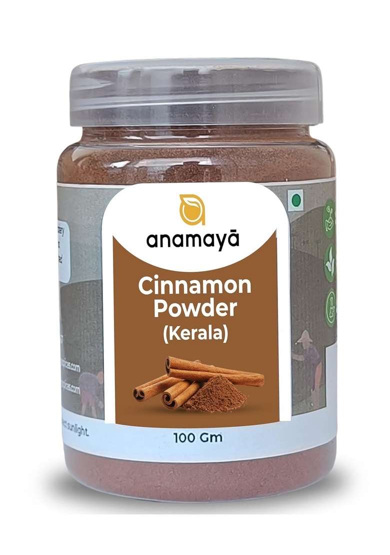 anamaya Cinnamon Powder | Dalchini 100g 100% Pure and Natural Sourced from Shillong, Meghalaya Daalchini in Jar for Cooking, Tea & Baking - Indya