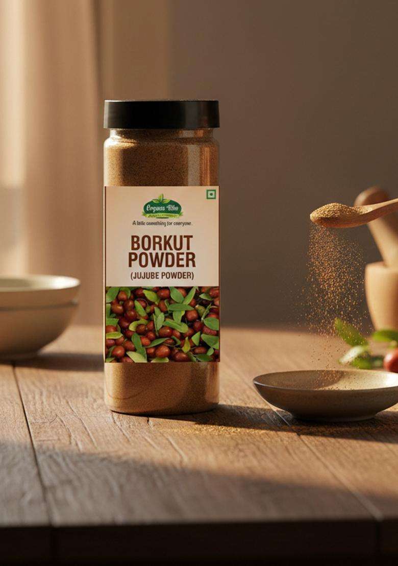 Organic Bites Borkut Powder in Jar | Churan Indian Jujube Powder. (200 GM) - Indya