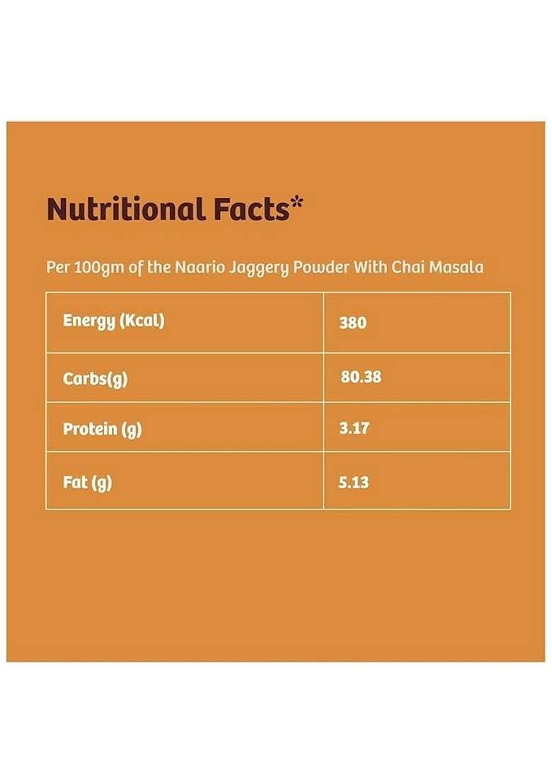 NAARIO Chai Masala with Organic Jaggery Powder | Aromatic Tea Premix 100% Natural Ingredients Helps in Cold & Cough Immunity Booster 200g (400 cups+) - Indya