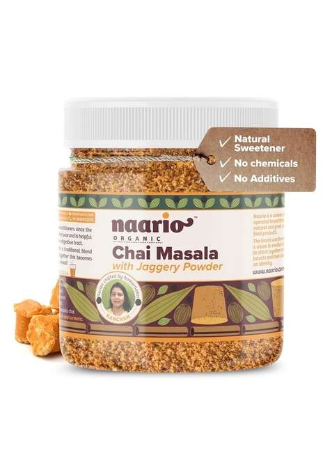 NAARIO Chai Masala with Organic Jaggery Powder | Aromatic Tea Premix 100% Natural Ingredients Helps in Cold & Cough Immunity Booster 200g (400 cups+)