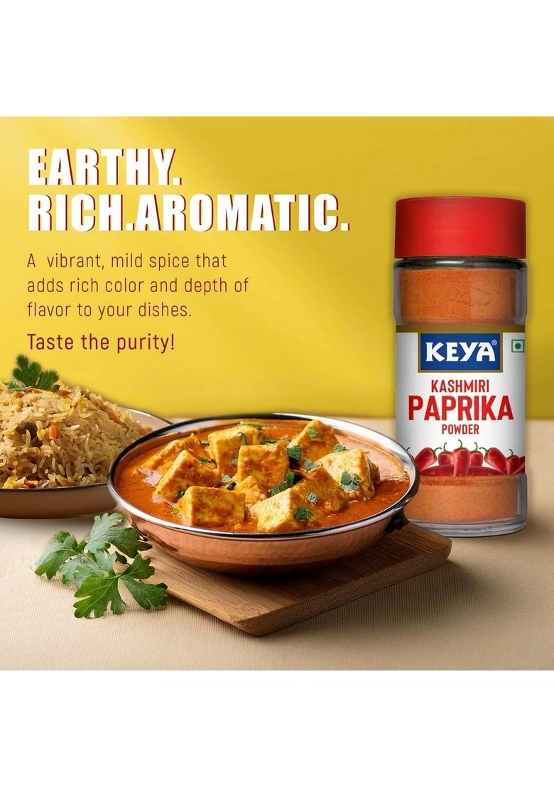 KEYA Kashmiri Paprika Powder | Natural Vegetarian Dry Hot and Spicy Chilli Aromatic Seasoning 100% Manually Sorted 55g