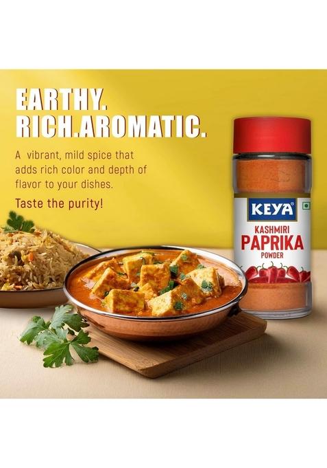 KEYA Kashmiri Paprika Powder | Natural Vegetarian Dry Hot and Spicy Chilli Aromatic Seasoning 100% Manually Sorted 55g
