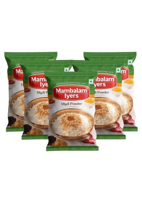 Mambalam Iyers Dhall Powder -Pack of 5 x 100g pouch pack | Paruppu podi A Flavourful Essential Rice mix for south-Indian kitchen