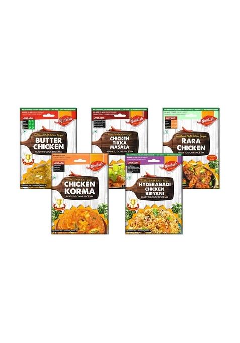 Nimkish Murgh Shaukeen Masala Combo Pack of 5, Ready to Cook Spice Mix, Instant Spices
