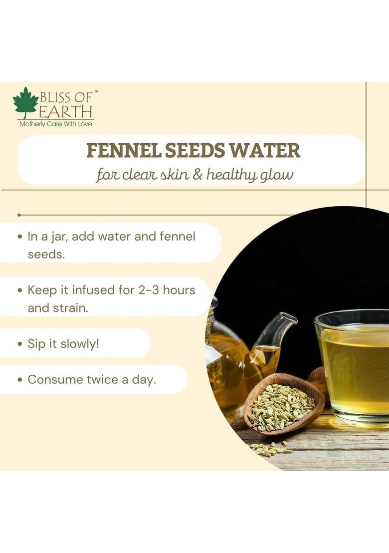 BLISS OF EARTH Organic Whole Fennel Seed 400gm - Indya