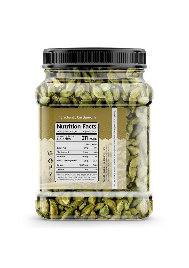 Earthy Eats Green Cardamom 500 G| Whole Aromatic Pods | Traditional Indian Spice Ideal for Sweets, Beverages & Cooking Everyday Culinary Use