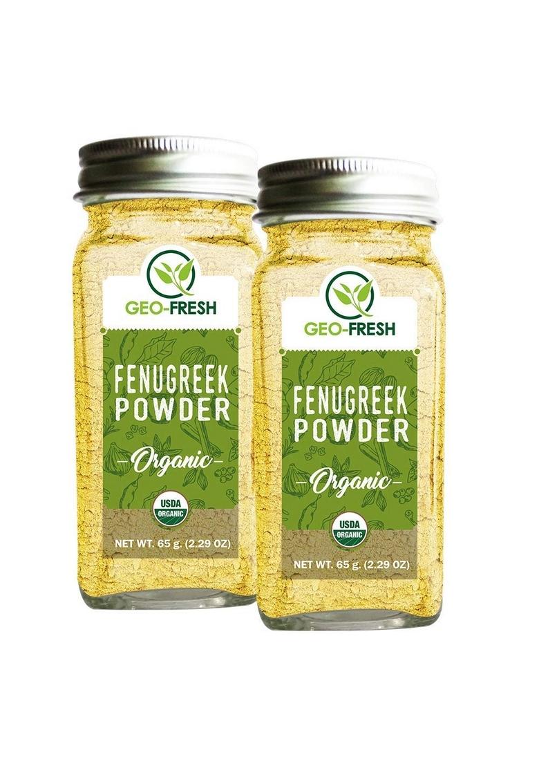Geo-Fresh Organic Fenugreek Powder, 65g (Pack of 2)|Methi Powder|Rich in Anti-oxidants & Vitamins| for Healthy Hair Skin| 100% Organic, Non-GMO, USDA Certified, Jaivik Bharat Certified
