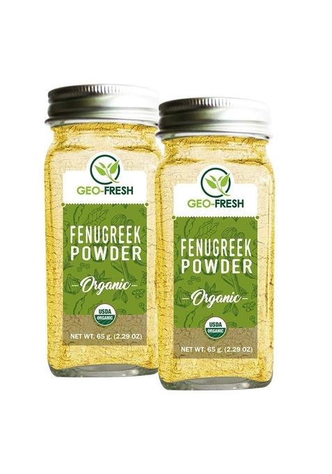 Geo-Fresh Organic Fenugreek Powder, 65g (Pack of 2)|Methi Powder|Rich in Anti-oxidants & Vitamins| for Healthy Hair Skin| 100% Organic, Non-GMO, USDA Certified, Jaivik Bharat Certified