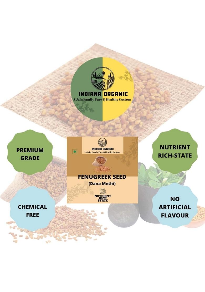 INDIANA ORGANIC Fenugreek seeds | dana methi seeds, Pure & Natural, 200 Gm